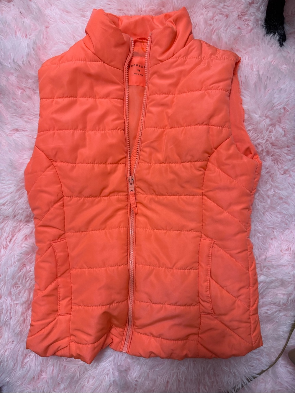 Aeropostale Girls Coral-Orange Quilted Puffer Vest